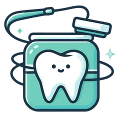 Friendly cartoon dental floss character