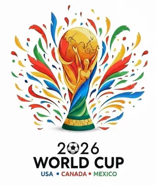 Colorful 2026 World Cup graphic for USA, Canada, and Mexico
