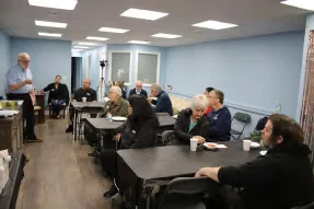 Community members meeting at the Oak Park Community Social Center