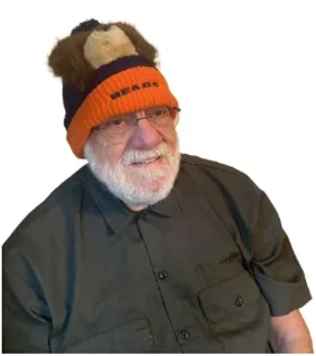 Dr. Jim wearing a Chicago Bears knit hat