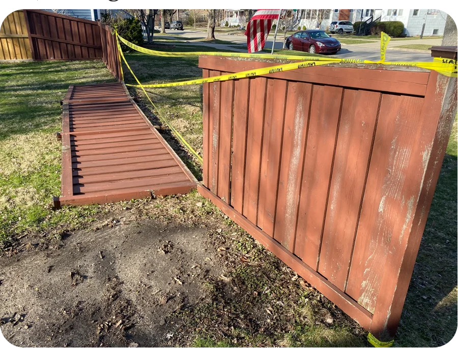 The wooden fence before replacement